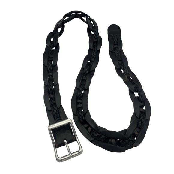 Ralph Lauren Men's Vintage Black Leather Chain Link Belt Size XL` - Picture 1 of 7